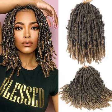 24Inch Butterfly Locs Crochet Hair Bob Distressed Locs Crochet Braids Soft Natural Pre Looped Short Distressed Nu Faux Locs