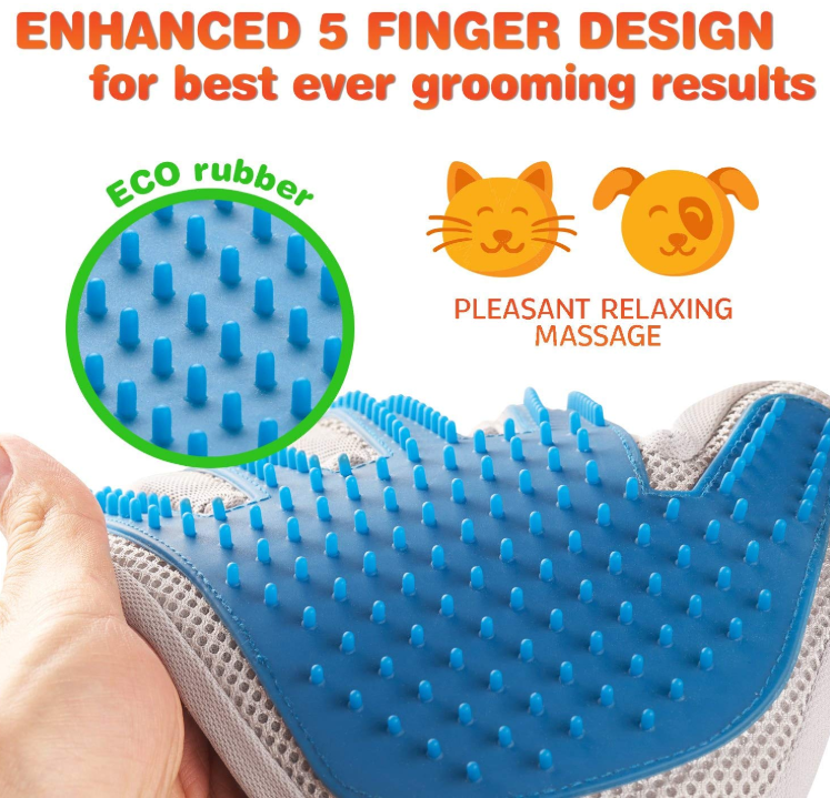 Enhanced Five Finger Pet Grooming Glove