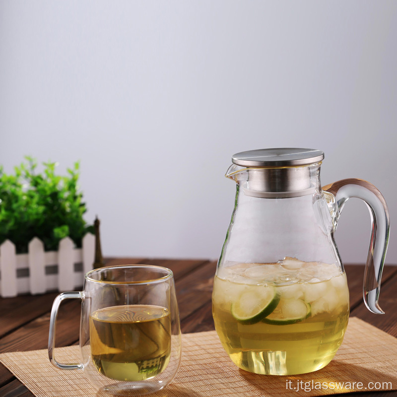 Caraffa per acqua in vetro Hiware con coperchio