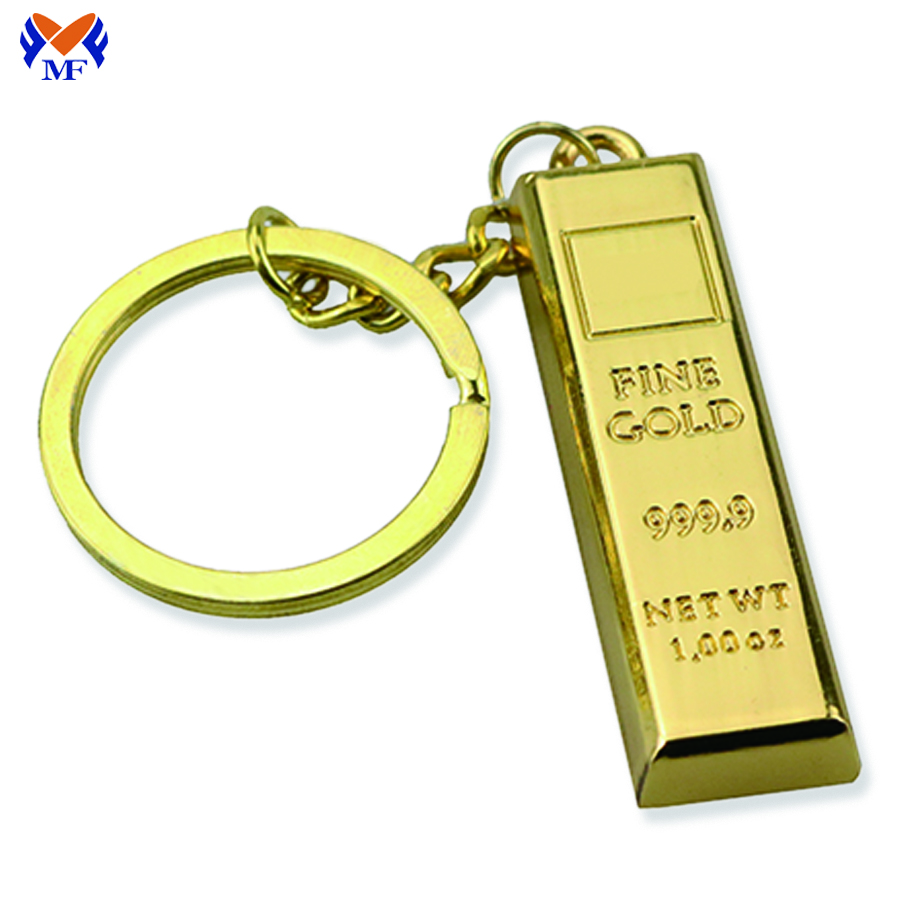 Metal Gold Bar Keychain