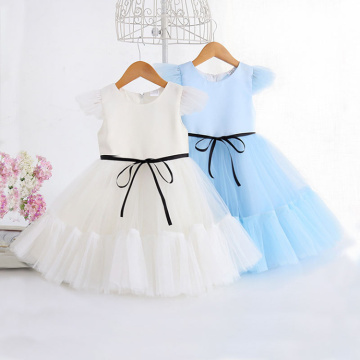 Моден дизайн гореща продажба бебешки дрехи рокля с лента