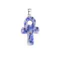 Sodalite Handmade Craved Ankh Pendant (20x30mm) Keychain