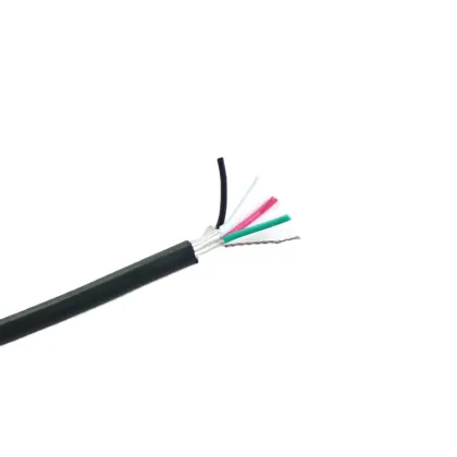 Black 28AWG 4 Conductor Shielded LP Humbucker Guitar Pickup Wire - 1M Length