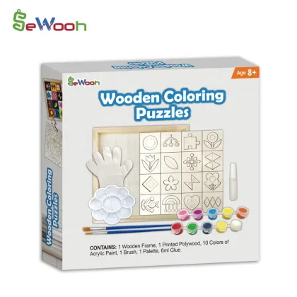Wooden Coloring Puzzles - DIY Craft Puzzle Toys for Kids