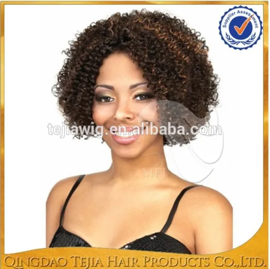 New products highlights color short curly lace front wig virgin hair wigs for black women