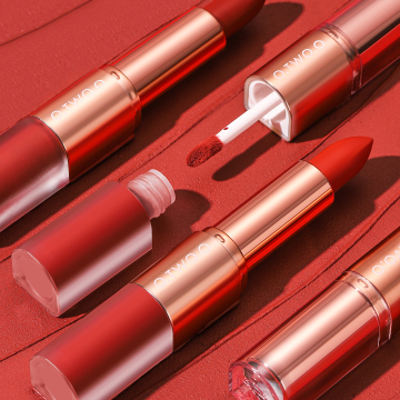 O.TWO.O Waterproof Vegan Red Lipstick - Long Wear Moisturizing Liquid Lipstick & Lip Gloss 2 in 1