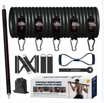 250LB Dinuo Gym Exercise Latex Elastic Ropes Kit with Pilates Bar: Comprehensive Resistance Bands Set for Fitness and Strength Training