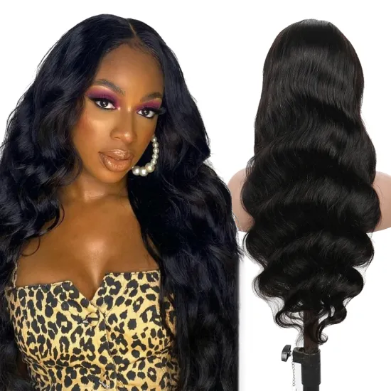 13*4 Body Wave Glueless Swiss Lace Frontal Wigs Raw Indian Human Hair Lace Wigs Virgin Cuticle Aligned Body Wave Lace Front Wig