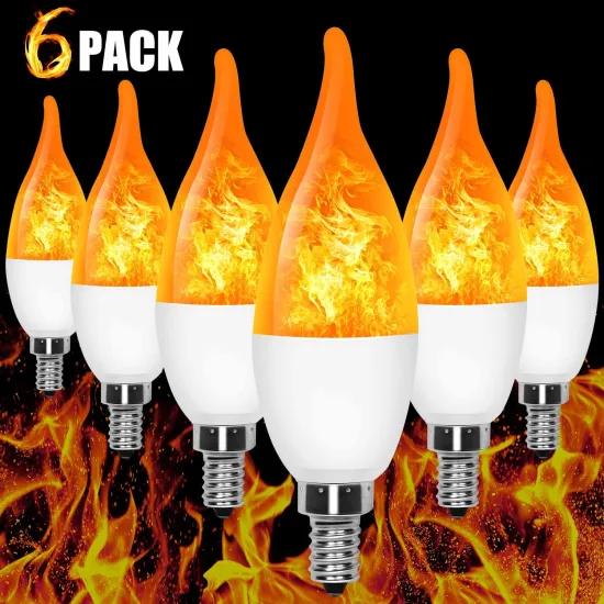 E12 LED Flame Effect Candelabra Light Bulbs for Christmas Party