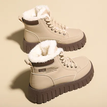 Women's Thick Cotton Martin Boots - Versatile Thick Sole Plush Winter Casual Shoes