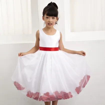 Kids white dress summer girls flower princess party dresses