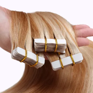 100% Human Hair Double Drawn Remy Skin Weft Tape Hair Extensions, Tape In Hair Extensions Curly Extensions