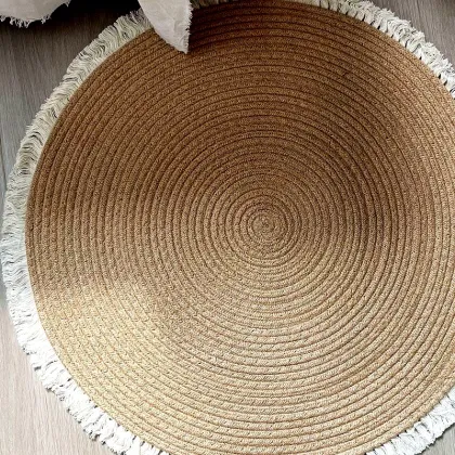 Round hemp jute home floor rug