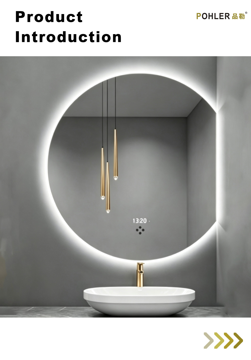 D062 Notched Round LED Mirror X