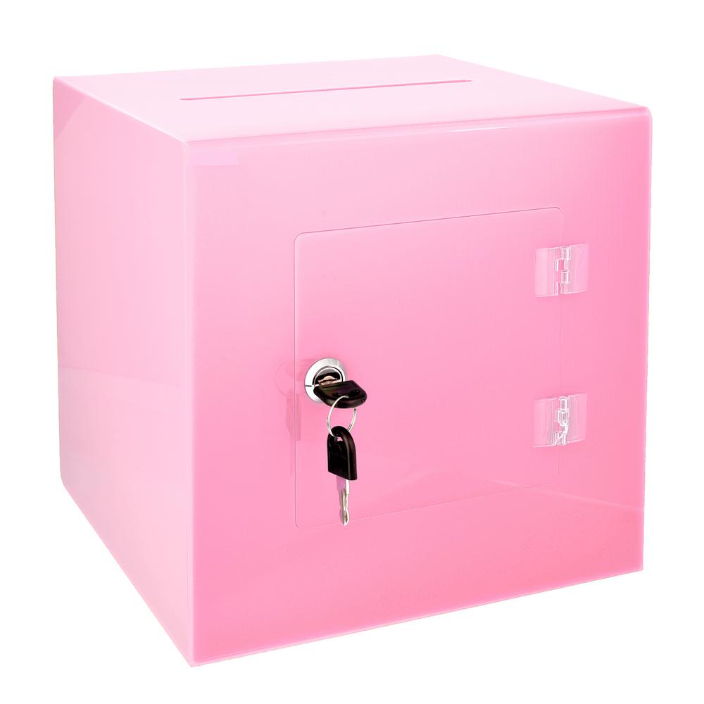 Acrylic Suggestion Box With Lock Pink