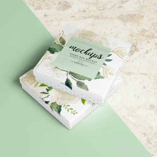 Square Paper Jewelry Box Mockup