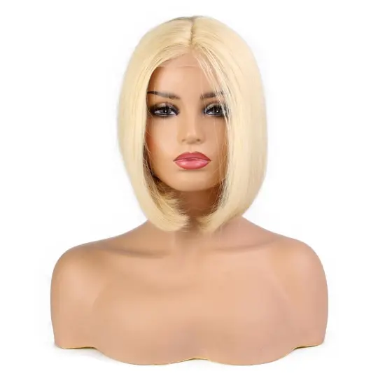 613# Blonde color Mink Brazilian Human Hair Lace Wig Bob Wigs with Transparent Lace