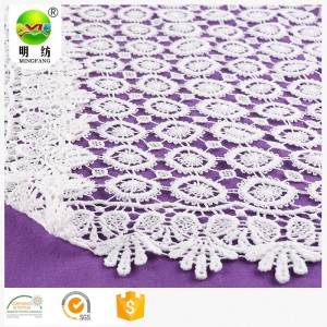 100% polyester white embroidery lace fabric