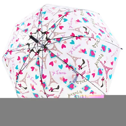 SHENGMING Fancy Summer Clear Umbrella: Printed Silk Straight Umbrella with Strong Metal and Fiberglass Frame