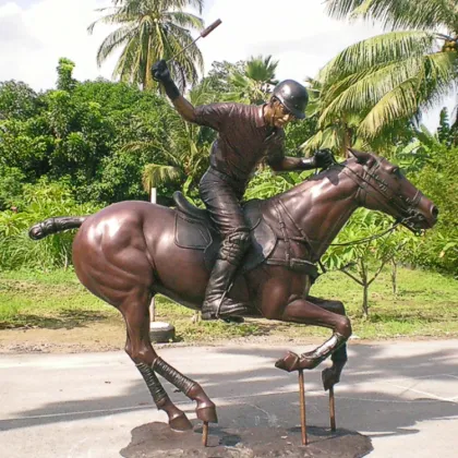 Outdoor garden deco life size man riding horse statue bronze sculpture