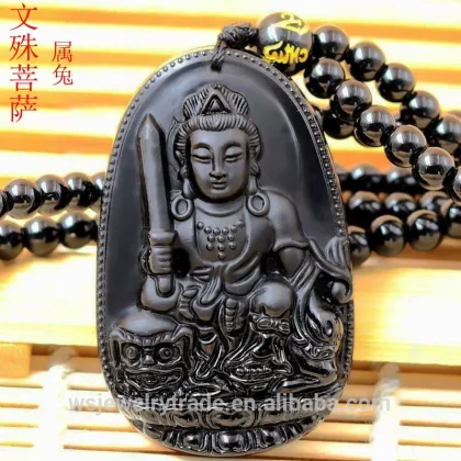 Crystal Necklace guardian angel Imitation of obsidian