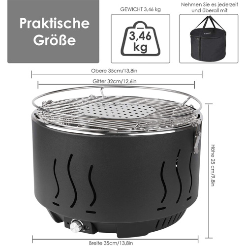 การออกแบบใหม่ Round Round Tabletop Charcoal Grill กับ Fan Lotus Style BBQ