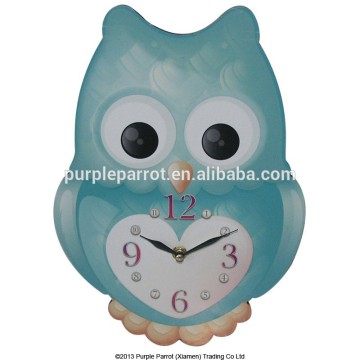 MDF Shaped Clock Owl Blue