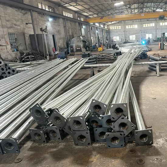 Solar LED Galvanized Street Light Pole 20ft/25ft Double Arm Metal Pole