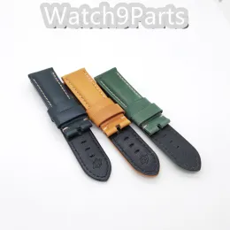 22mm- 24mm Black Red Waxy Calf Leather Strap Bracele Watchband for PAM RADIOMIR LUMINOR