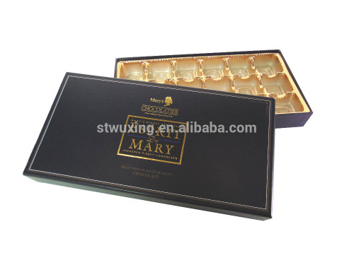 custom hot stamping chocolate gift box with PVC tray
