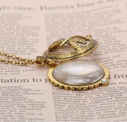 Antique long neck chain necklace with dragonfly pendant