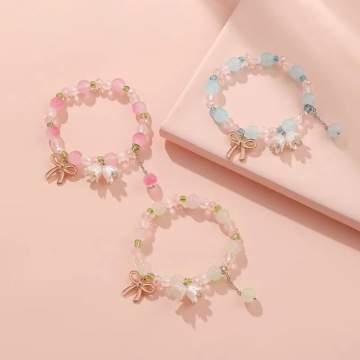 Handcrafted Maple Leaves, Butterfly, and Tassel Glass Beaded Bracelets for Women and Girls: Unique Jewelry Gifts