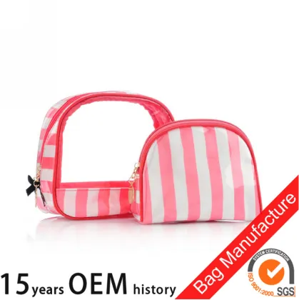 Beauty color vertical stripe cosmetic bags makeup bag