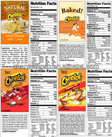 Adhesive Typical Food Nutrition Label