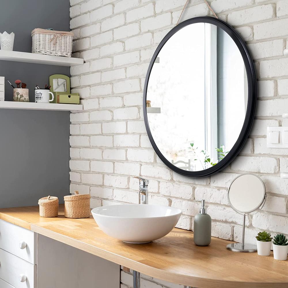 Miroir de salle de bain pour mur avec cadre en bois