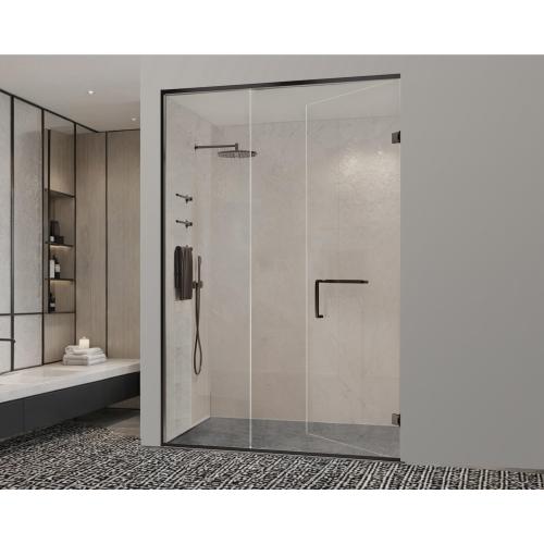 Porta de chuveiro giratória com estrutura de liga de alumínio de vidro temperado