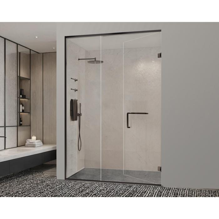 Porta de chuveiro giratória com estrutura de liga de alumínio de vidro temperado