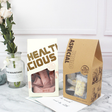 Food Grade Disposable Kraft Paper Grocery Bag with Clear Window