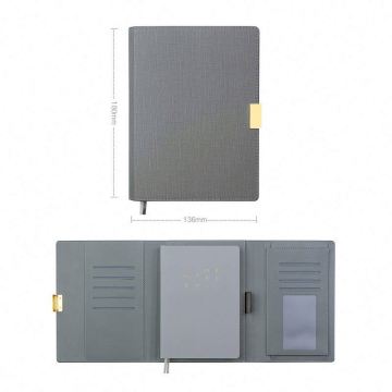 Custom Pu Leather Hardcover Tri-Folding A5A6A7 Journal Planner Cover with Magnetic Clasp and Gold Metal Logo