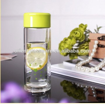 Wholesale clear borosilicate double wall glass bottle
