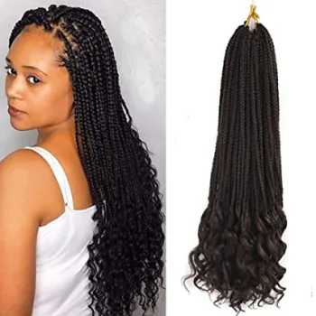 24Inch Long Culry Wavy Senegalese Twist Curly Ends Crochet Braiding Hair Extensions Synthetic Box Braids With Crochet Braid