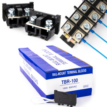 TBR-100 50Pcs/Box Rail-Mounted Single-Tier Terminal Block - 100A
