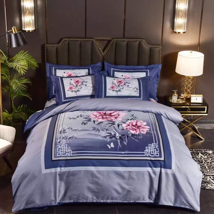 Bright color flower printed bedding set