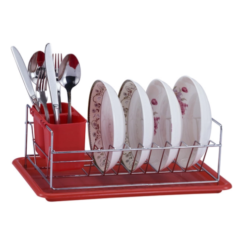 Escorredor de pratos com porta-garfo e faca