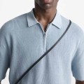 Pelover de manga corto 1/4 zip suéter polo camisa