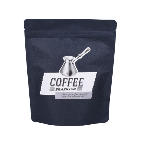 Black Coffee Snack Stand Up Food Mylar Flat Bottom Coffee Bags