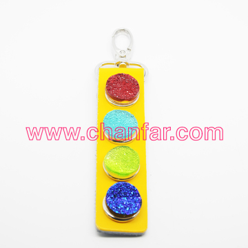 Multicolor Resin Button snap Charm Jewelry With leather Keychain For Snap Buttons
