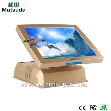 15 inch LED liquid crystal high defination all in one touch plane cash register for restaurant