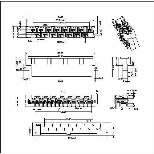 DMR-XX-XXX-D04 Right Plug Type High Power Connectors 15 Positions-Model