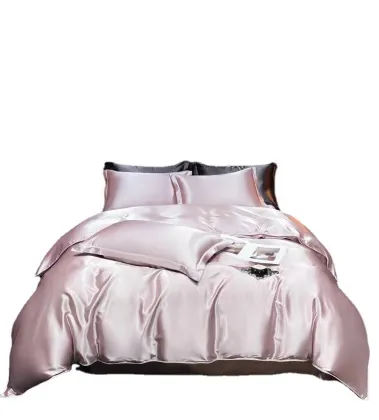 Summer Ice Silk Four-Piece Bedding Set: Silk Bed Sheet & Cover in Solid Colors for Foreign Trade Export